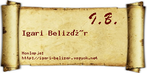 Igari Belizár névjegykártya